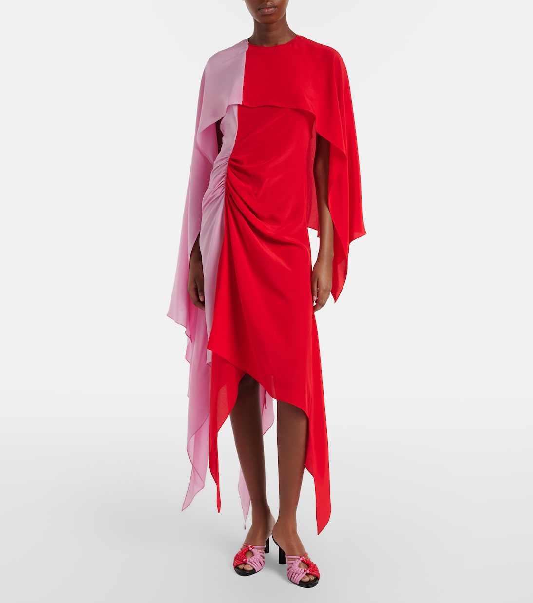 Robe midi en soie à cape | JW Anderson