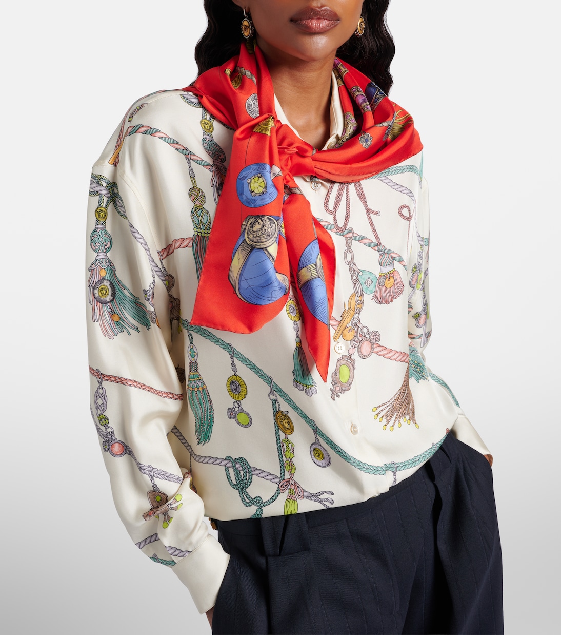 Printed silk twill scarf | Versace