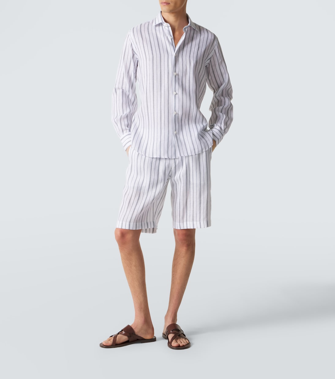 Camisa de lino a rayas | Fedeli