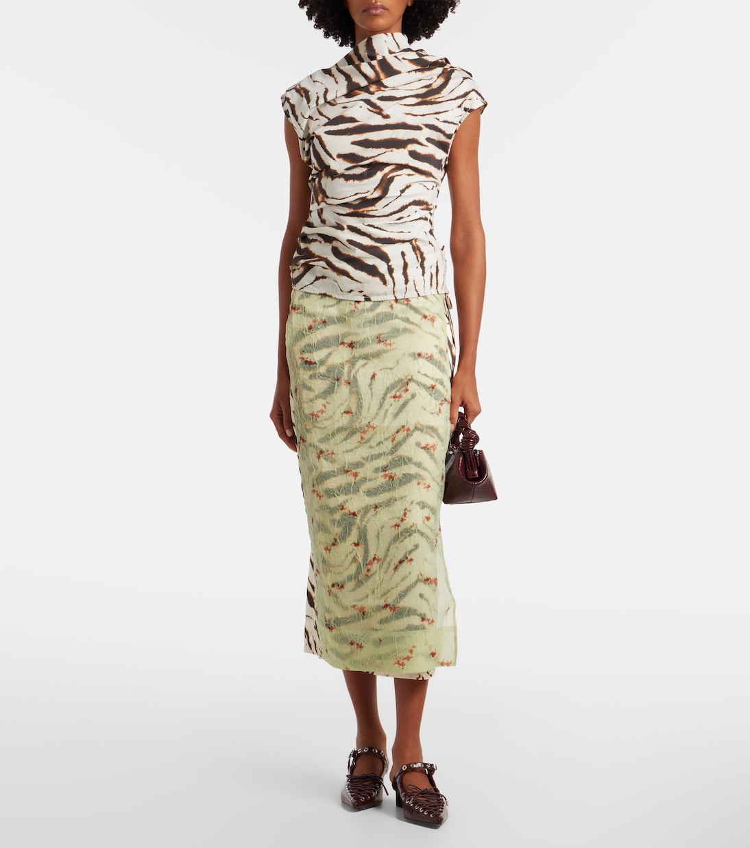 Printed organza wrap skirt | Ganni