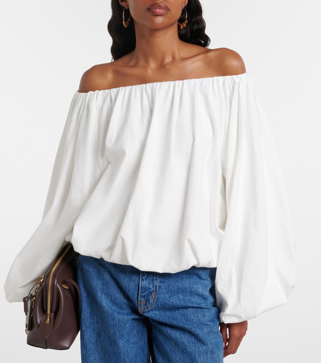 Soft Volume cotton poplin off-shoulder top | Dorothee Schumacher