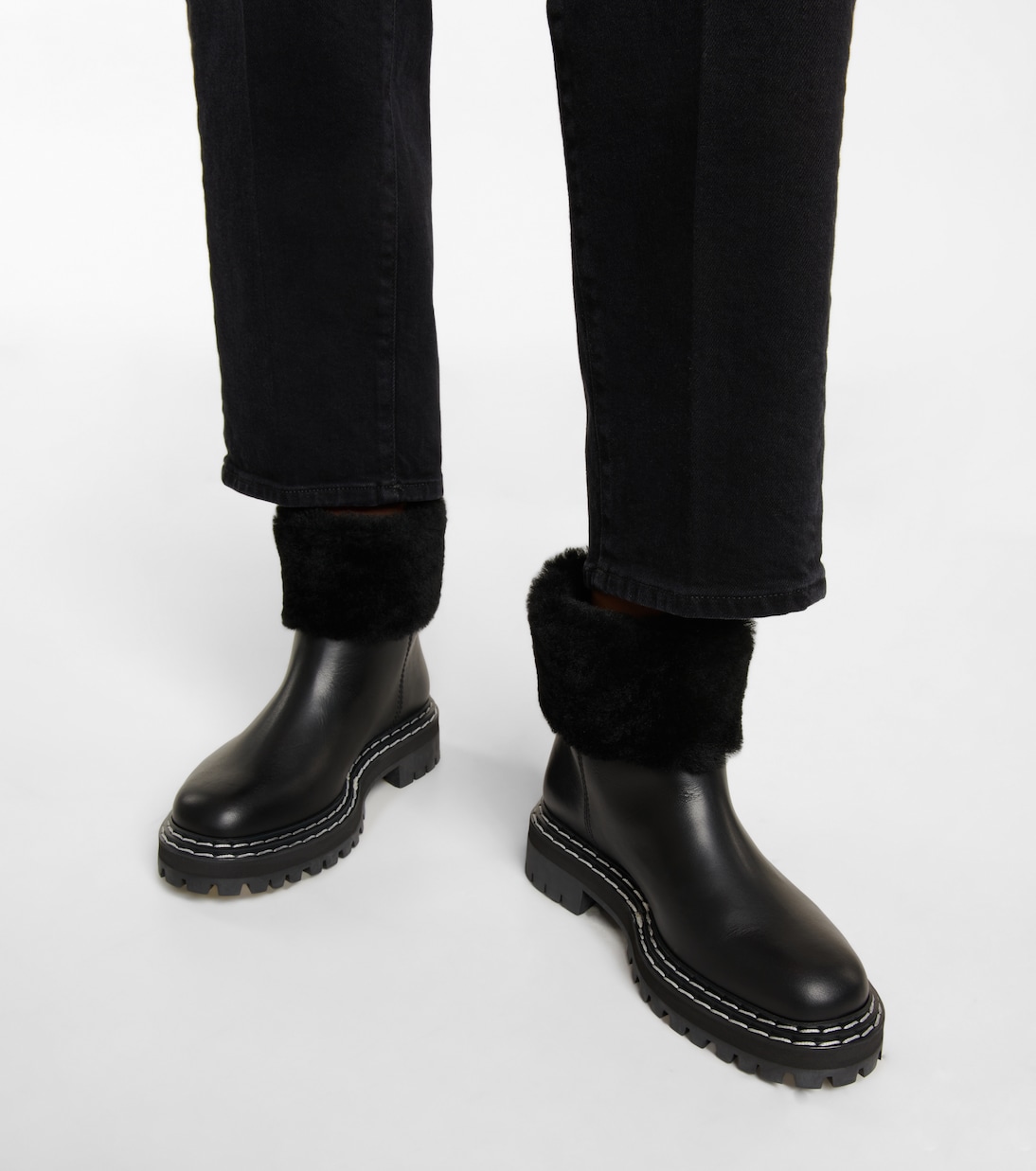 Shearling-trimmed ankle boots | Proenza Schouler