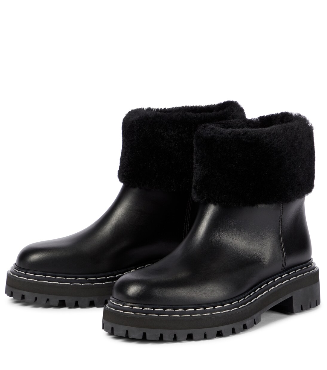Shearling-trimmed ankle boots | Proenza Schouler