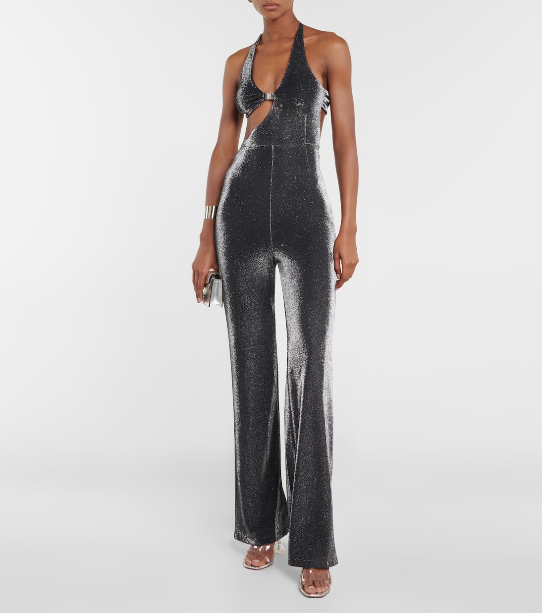 Metallic jersey halterneck jumpsuit | Rotate
