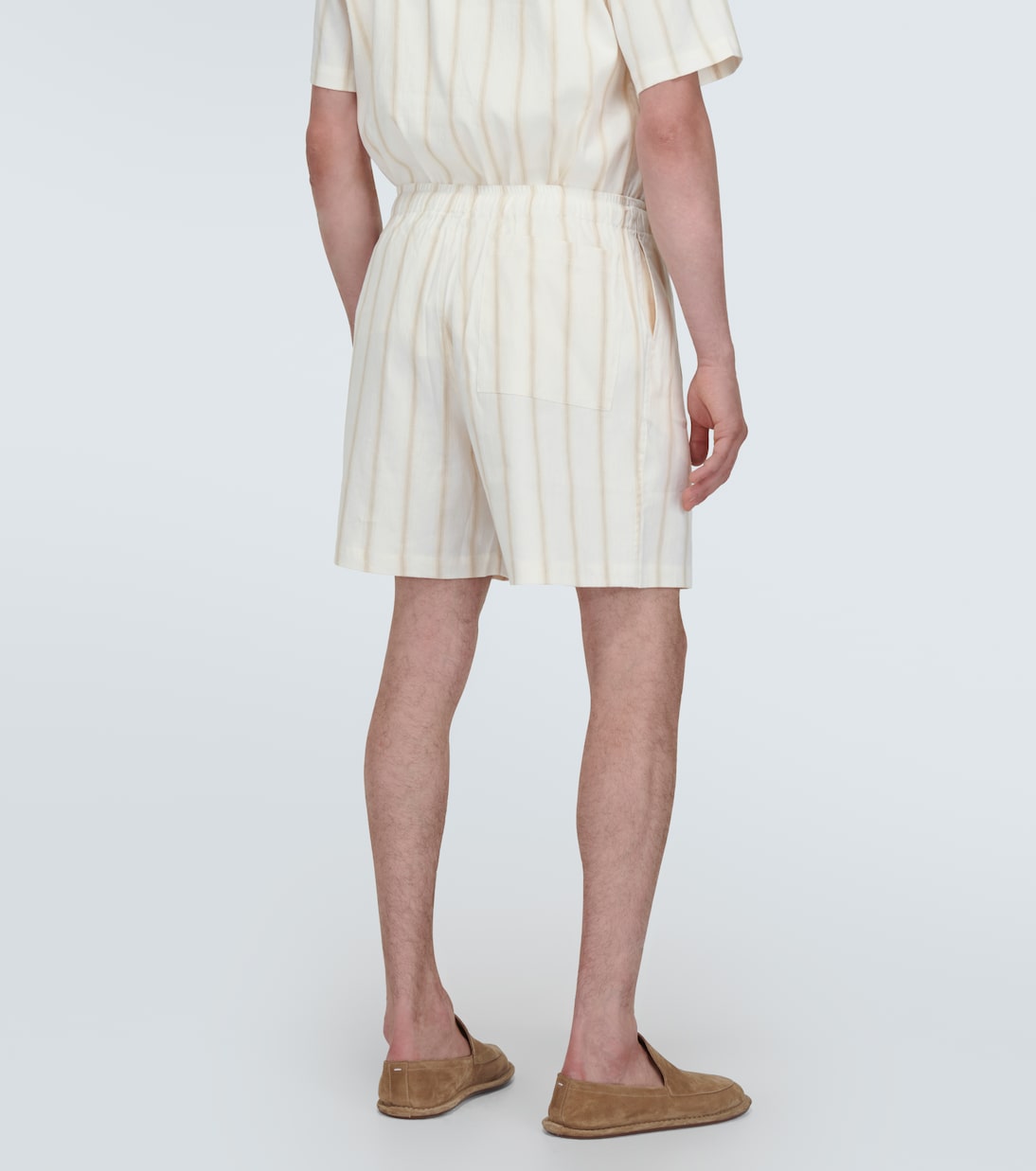 Striped linen-blend shorts | Commas