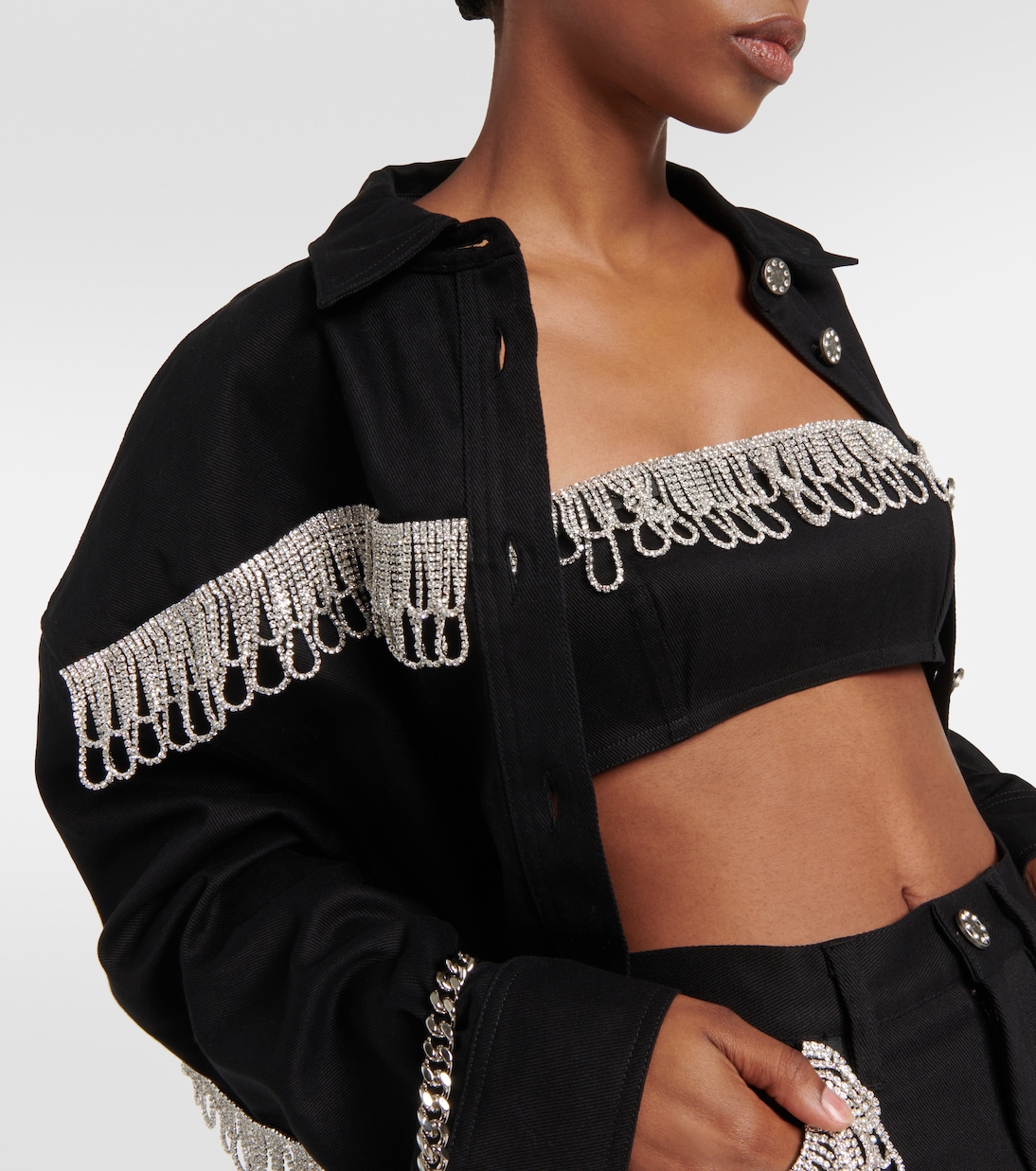 Verziertes Bandeau-Top aus Baumwoll-Twill | Rotate