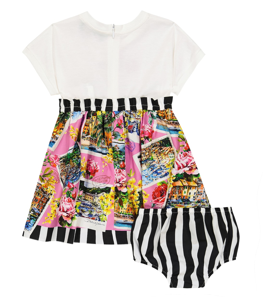 Bébé – Ensemble robe et culotte bloomer Portofino | Dolce&Gabbana Kids
