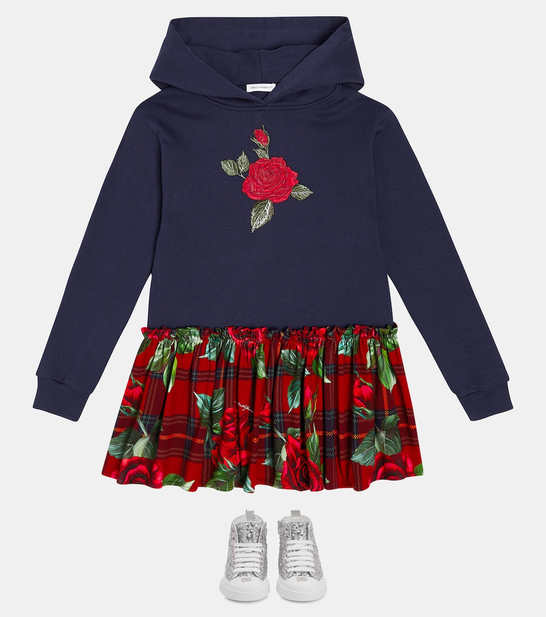 Rose printed sweatshirt dress | Dolce&Gabbana Kids