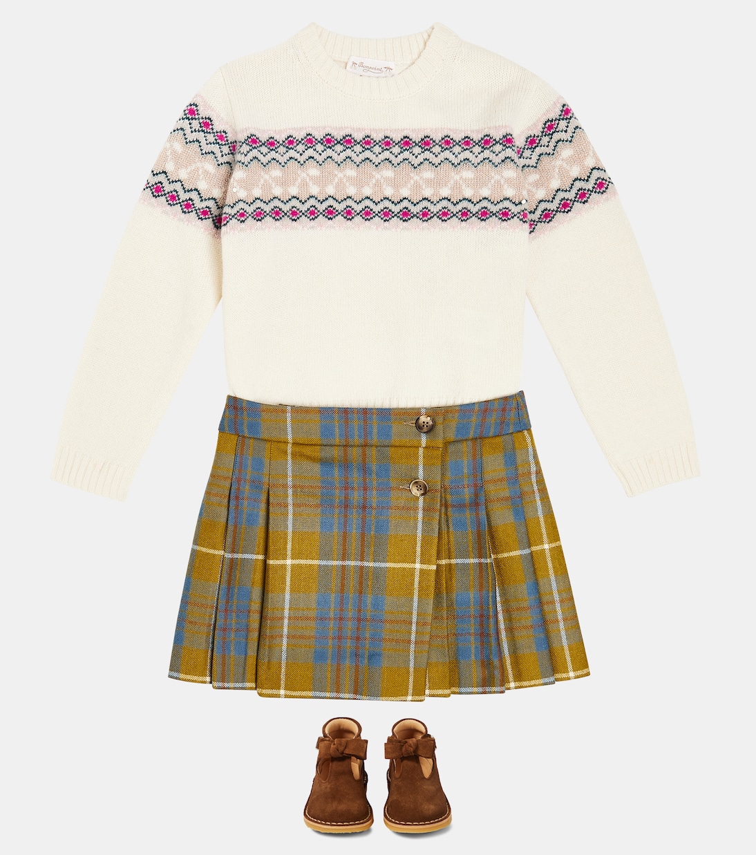 Talissa checked pleated wool skirt | Bonpoint