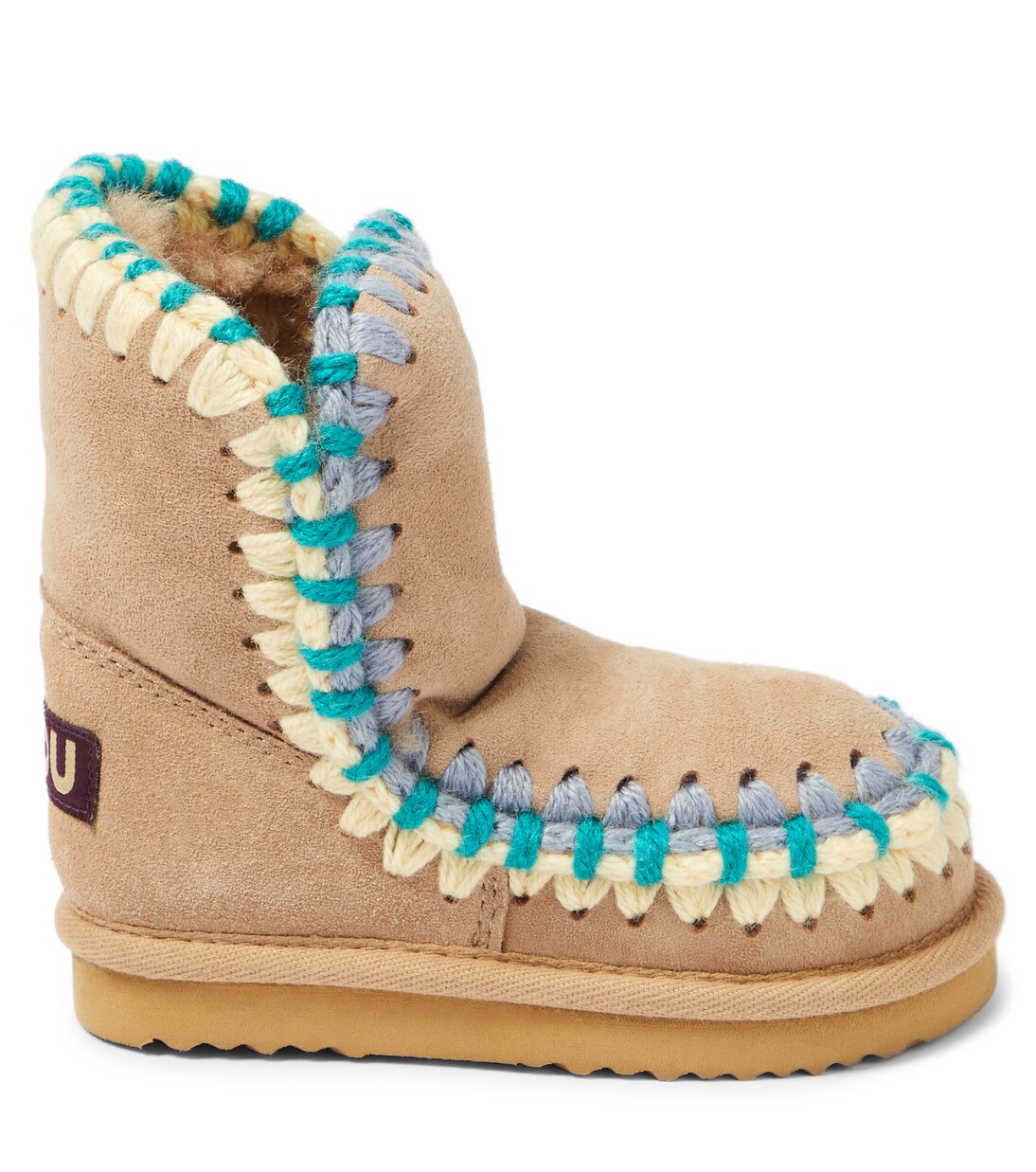Crochet-trimmed suede boots | Mou Kids