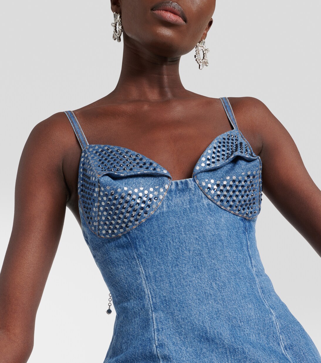 Miniabito di jeans con cristalli | Area