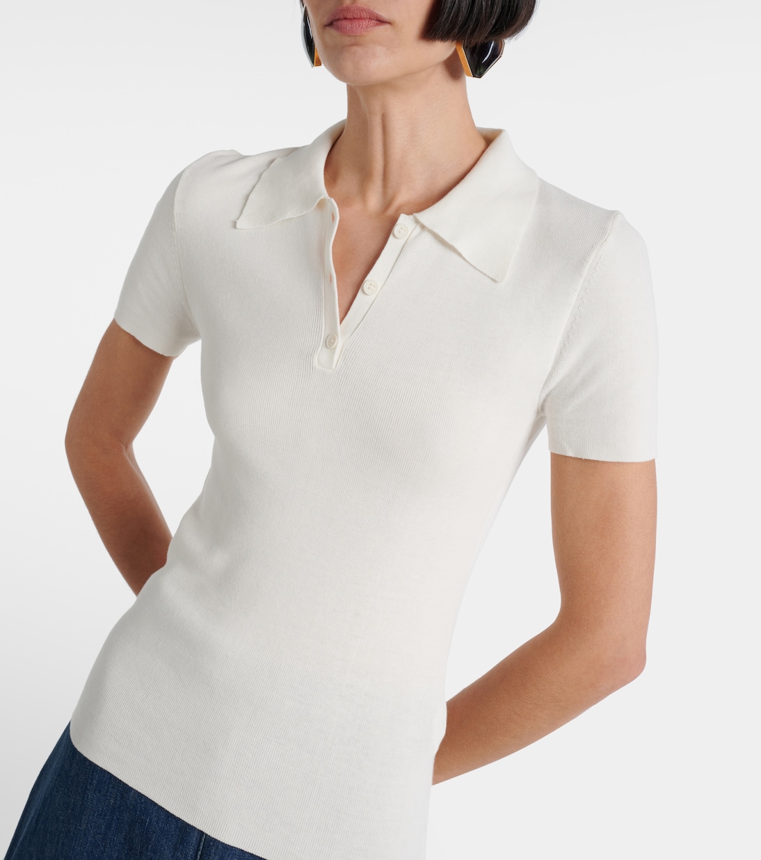 Ribbed-knit cotton polo shirt | Nili Lotan