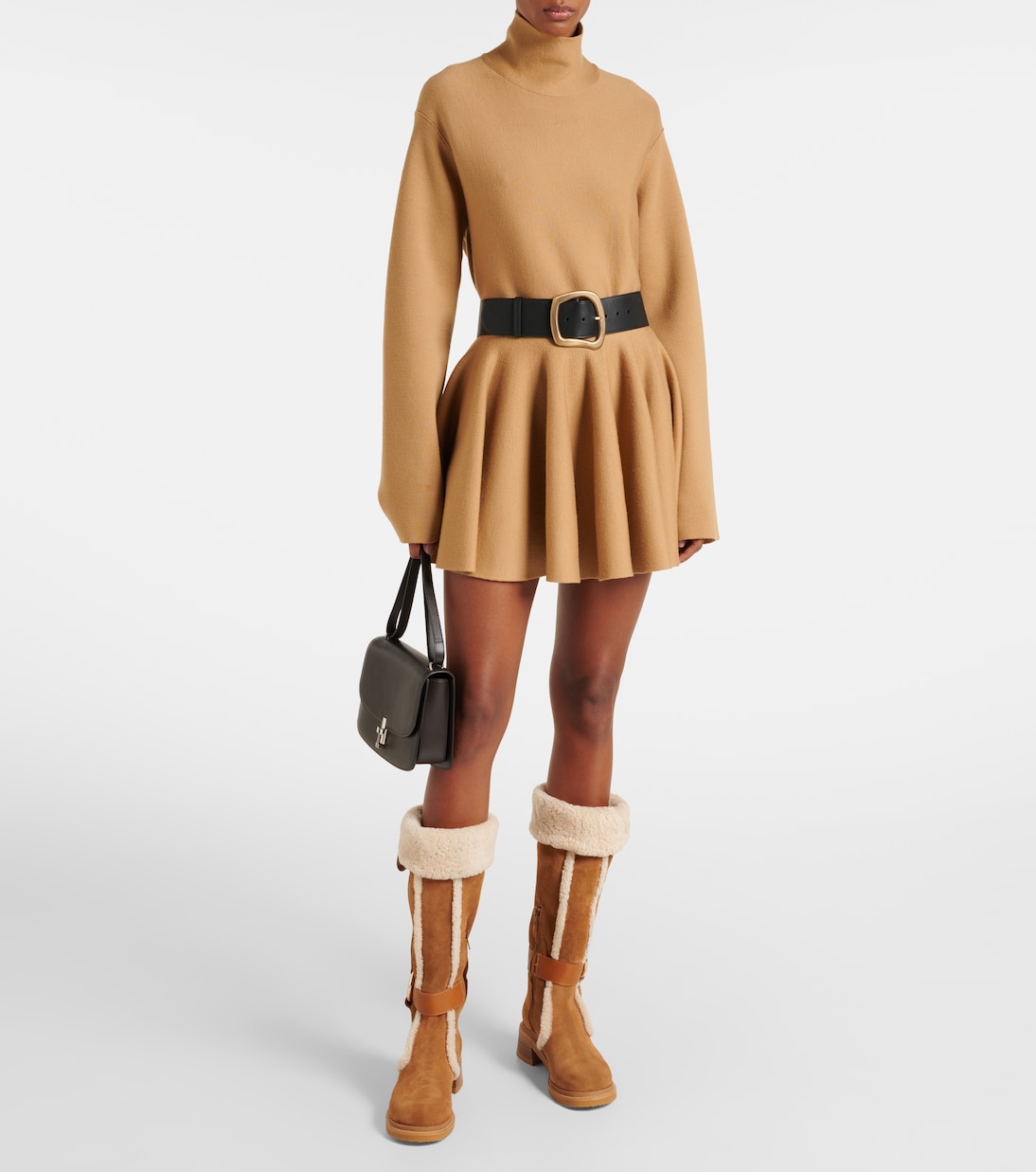 New Ring suede and shearling knee-high boots | See By Chloé