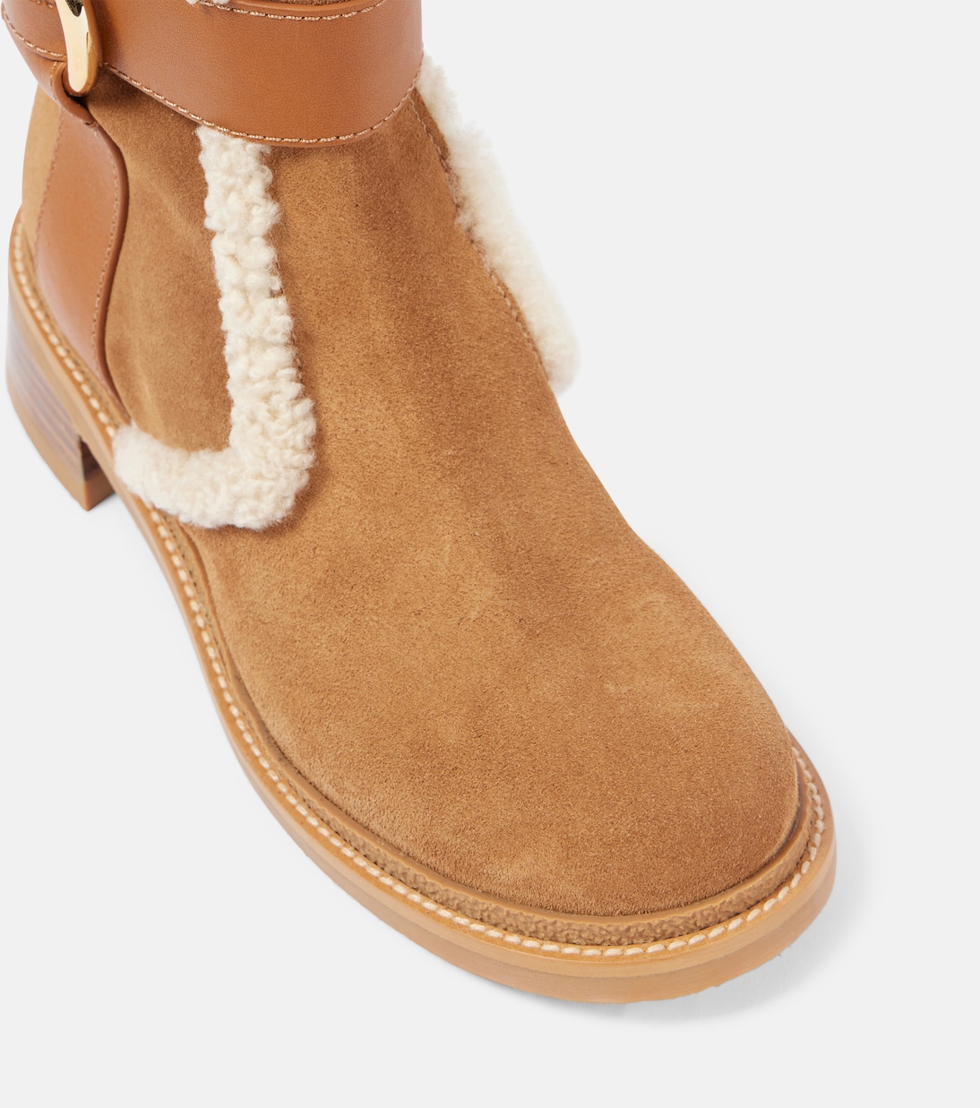 New Ring suede and shearling knee-high boots | See By Chloé
