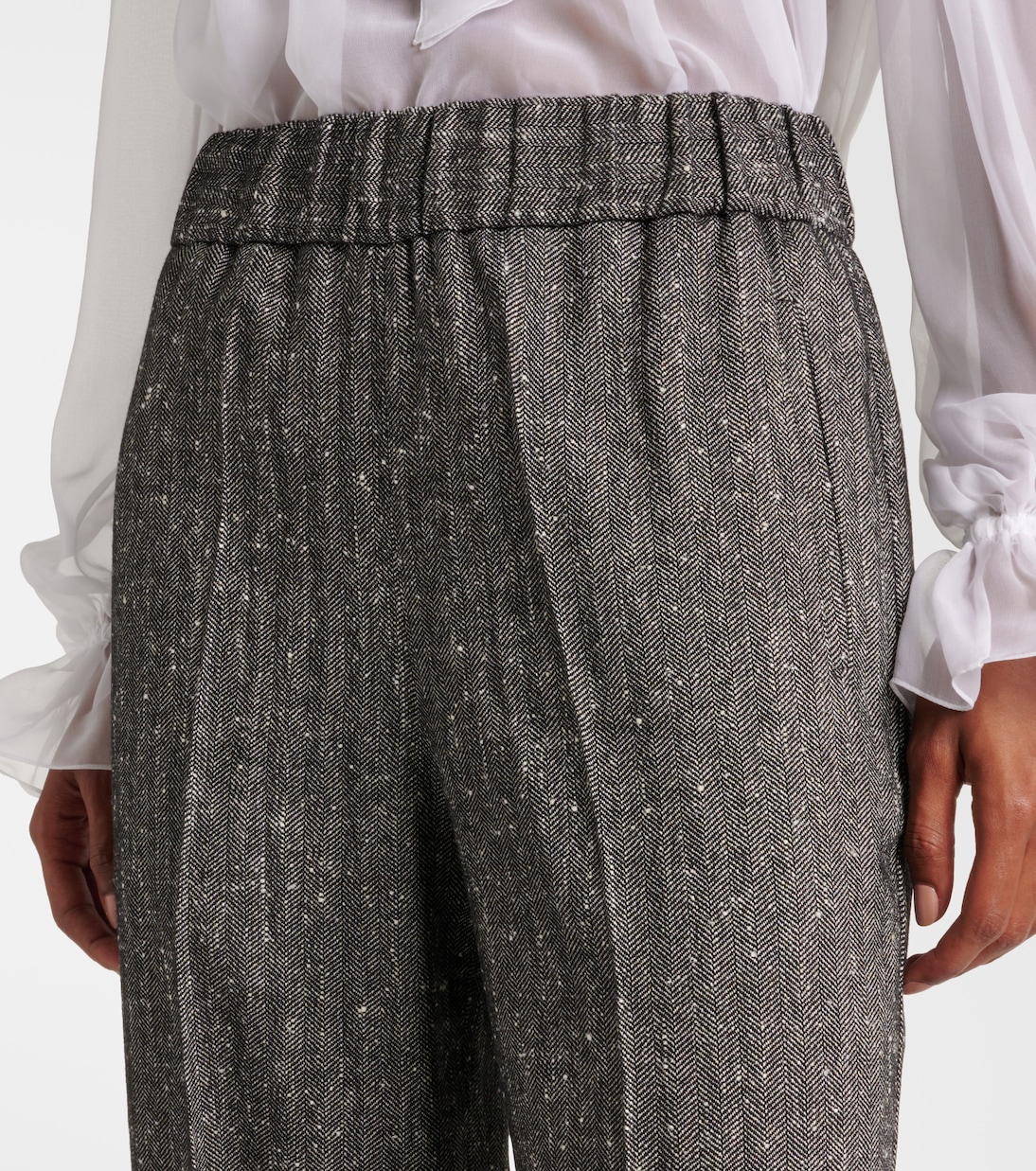 Pantalon ample en laine, soie et lin | Dolce&Gabbana