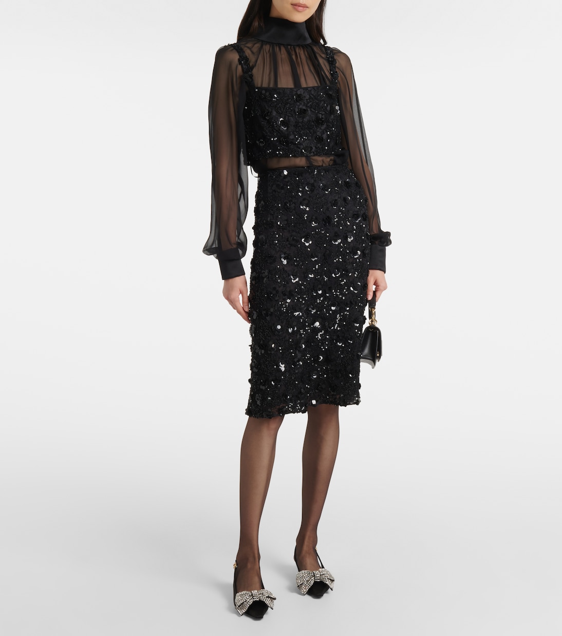 Embellished satin slingback pumps | Dolce&Gabbana