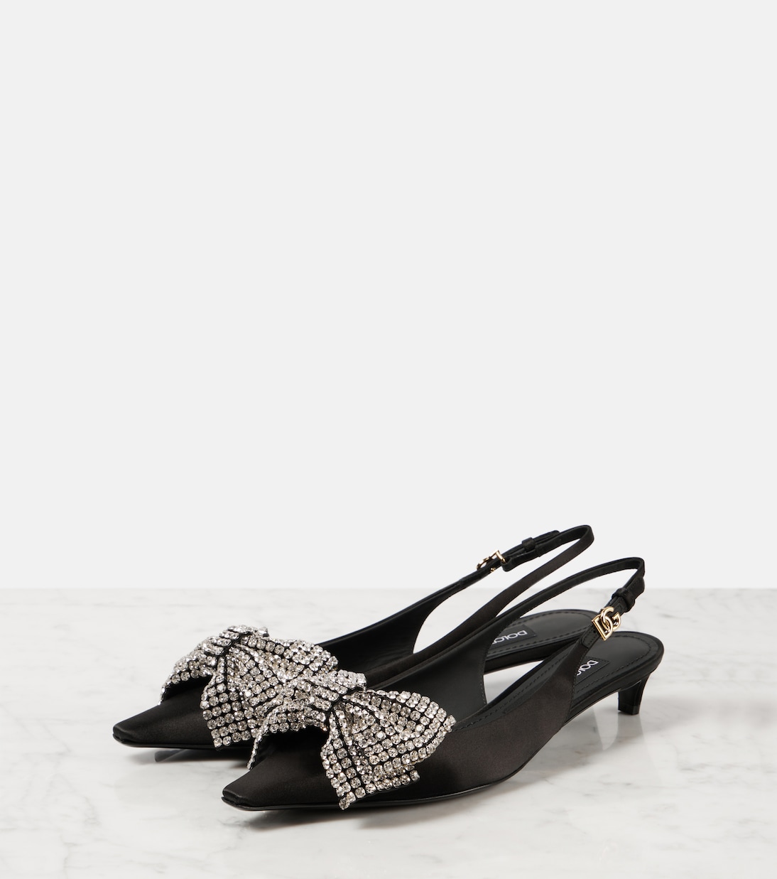 Embellished satin slingback pumps | Dolce&Gabbana