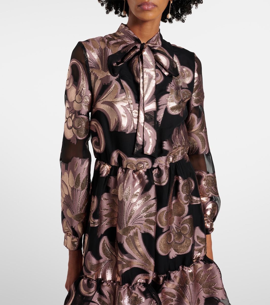 فستان قصير بربطة عنق وطبعات | Etro