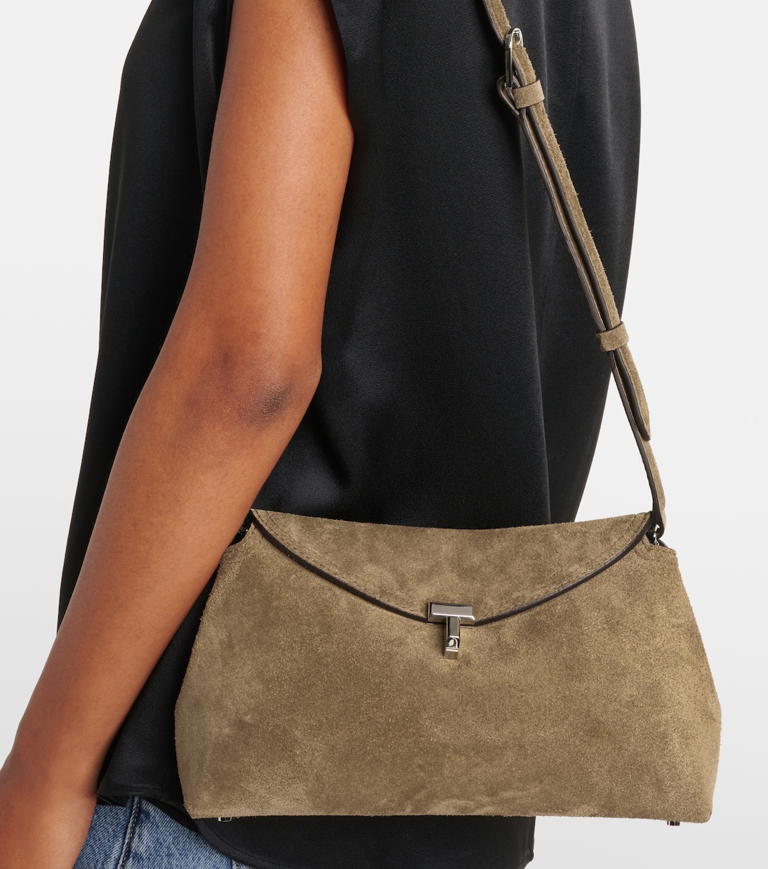 Clutch T-Lock aus Veloursleder | Toteme