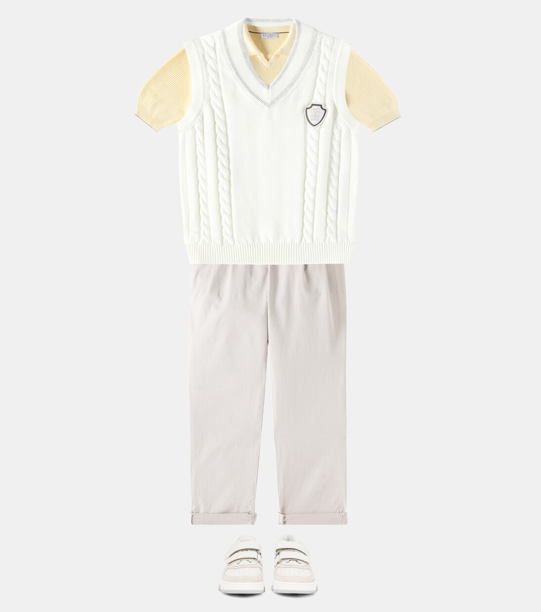 Suede-trimmed leather sneakers | Brunello Cucinelli Kids