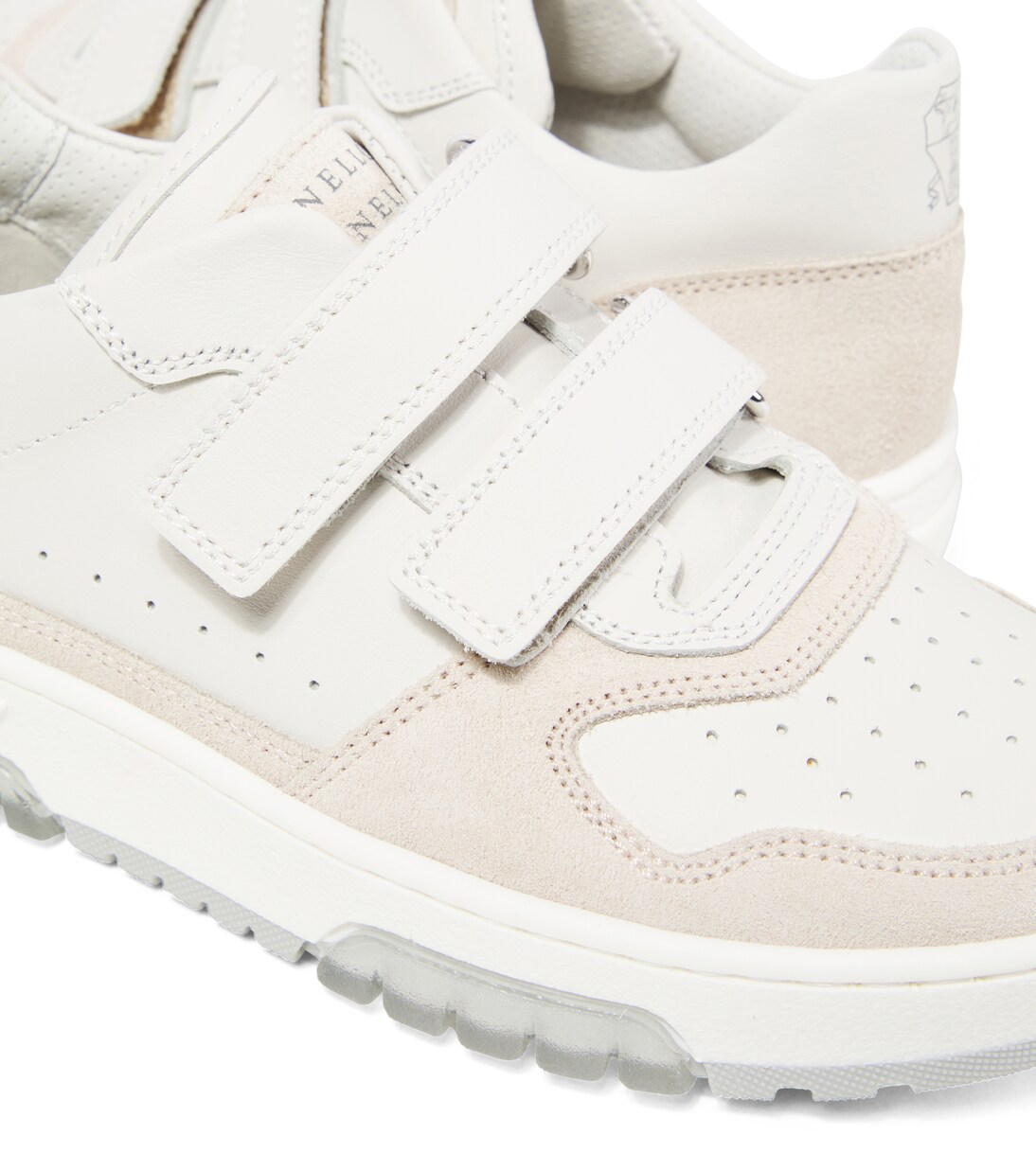 Suede-trimmed leather sneakers | Brunello Cucinelli Kids