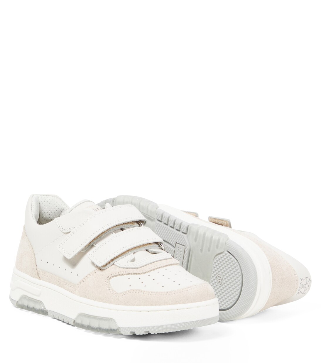 Suede-trimmed leather sneakers | Brunello Cucinelli Kids
