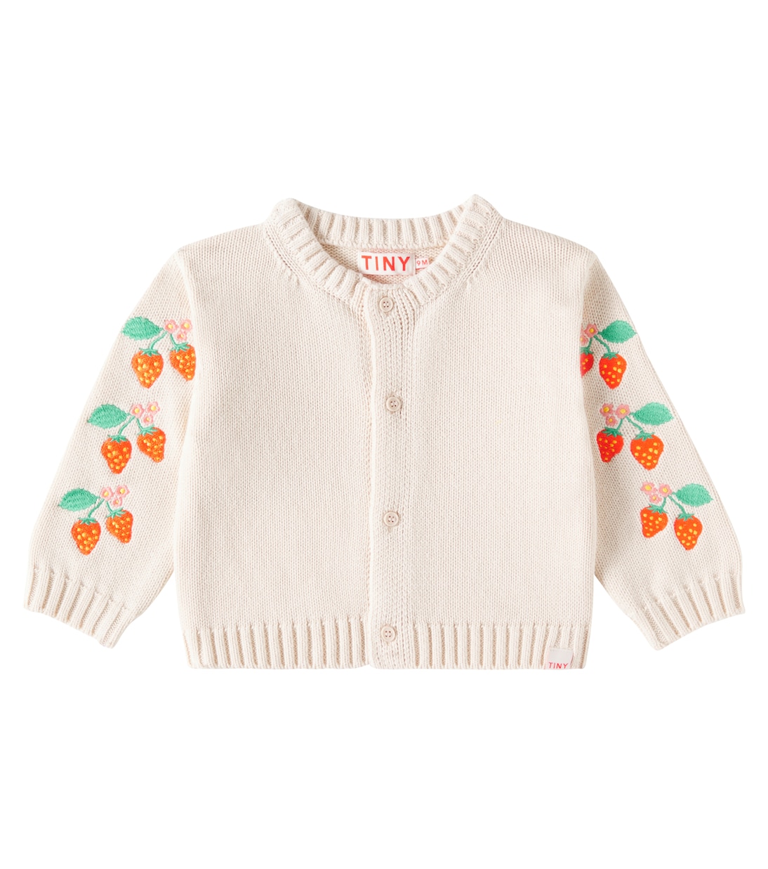 Baby Strawberries embroidered cotton cardigan | Tinycottons