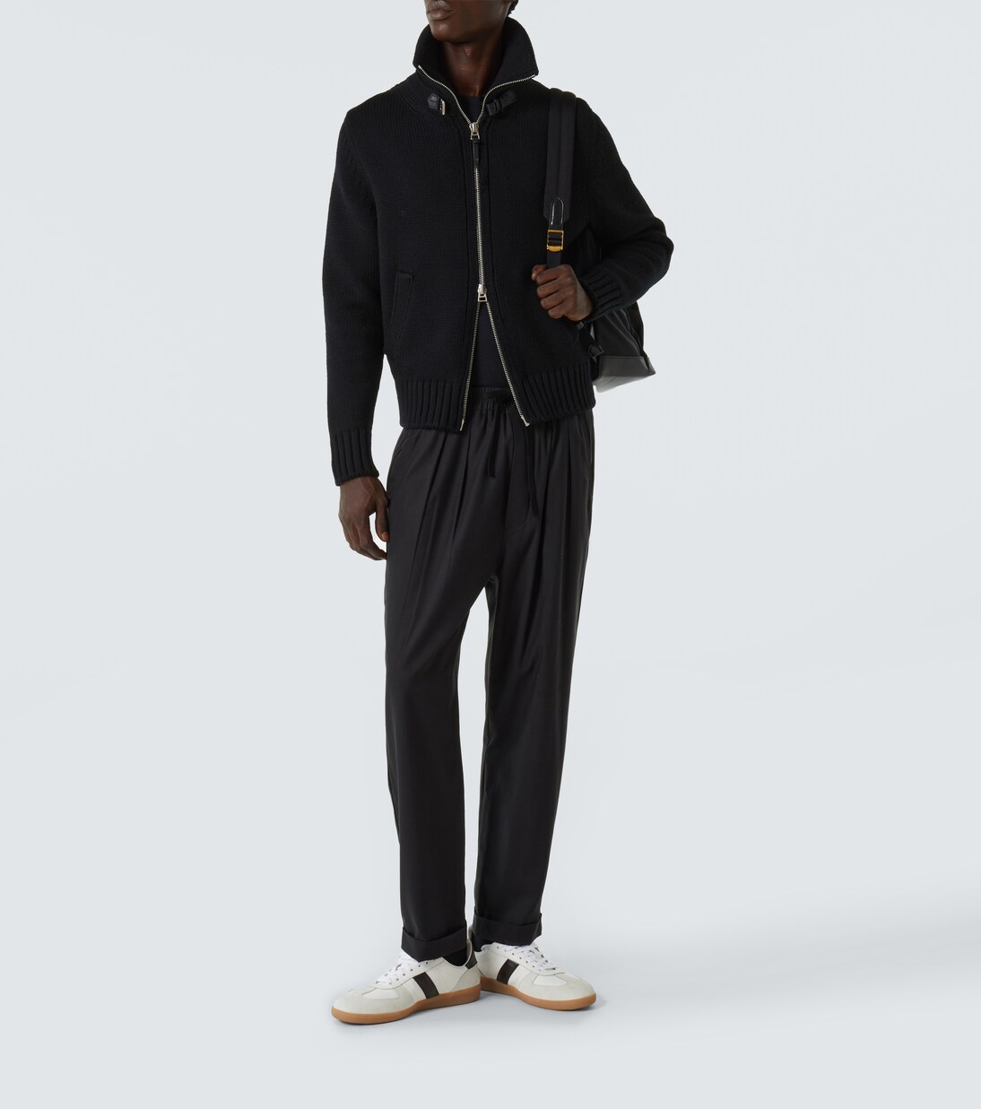 Archer suede-trimmed leather sneakers | Tom Ford