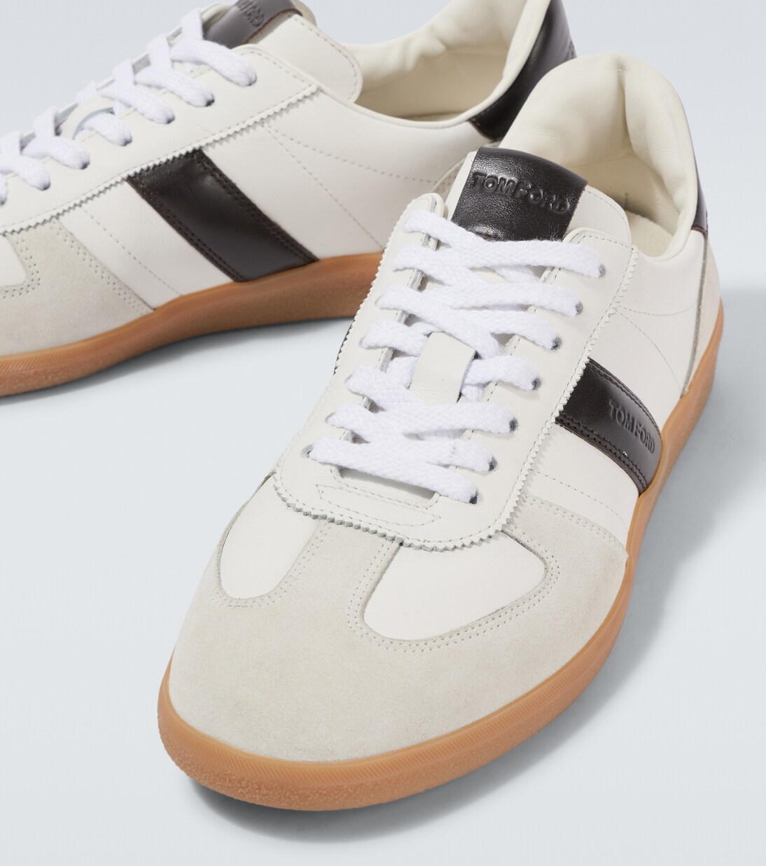 Archer suede-trimmed leather sneakers | Tom Ford