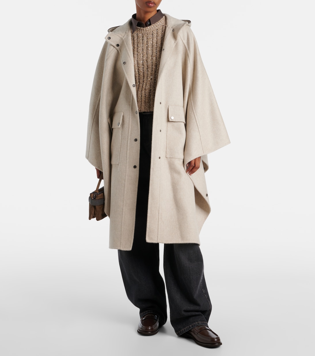 Hooded cashmere cape | Brunello Cucinelli