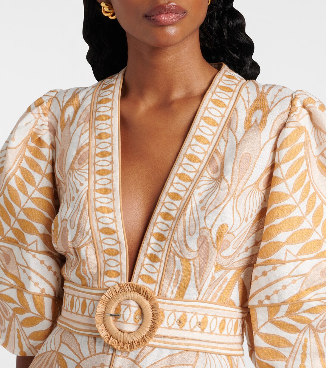 Printed belted linen minidress | Farm Rio