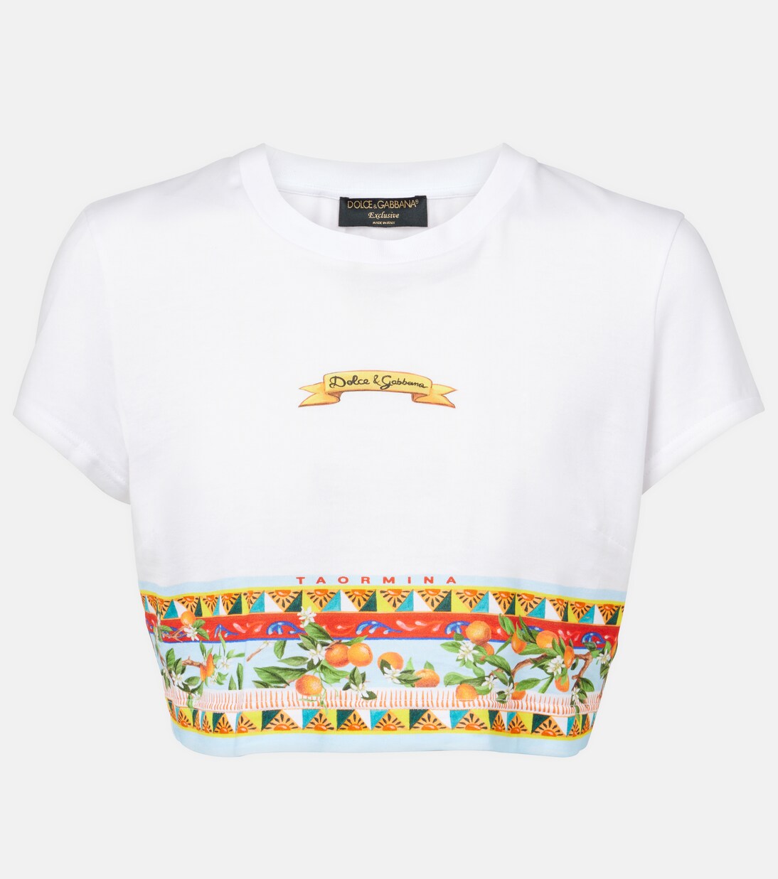 Cropped printed cotton T-shirt | Dolce&Gabbana