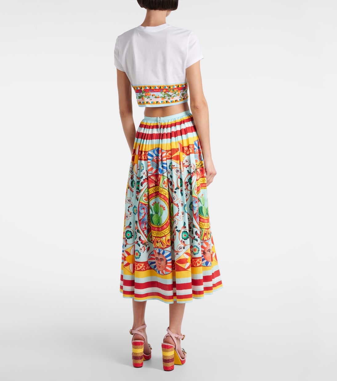 Cropped printed cotton T-shirt | Dolce&Gabbana