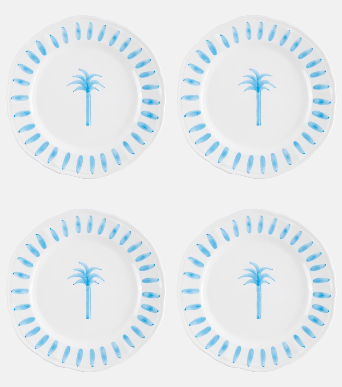 Palm set of 4 ceramic dinner plates | Les-Ottomans