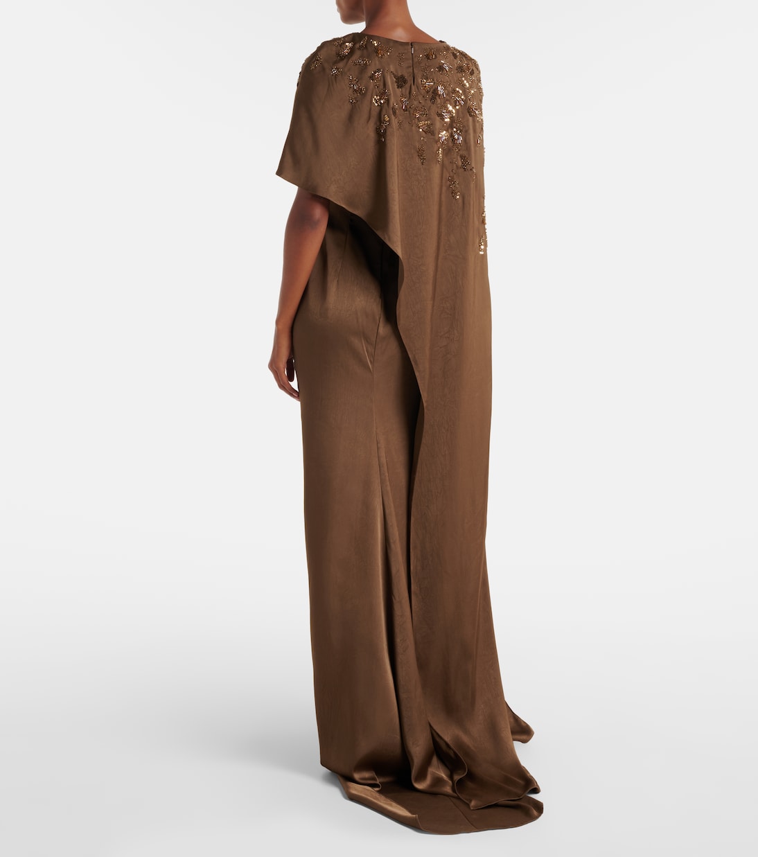 Embellished caped draped gown | Marmar Halim