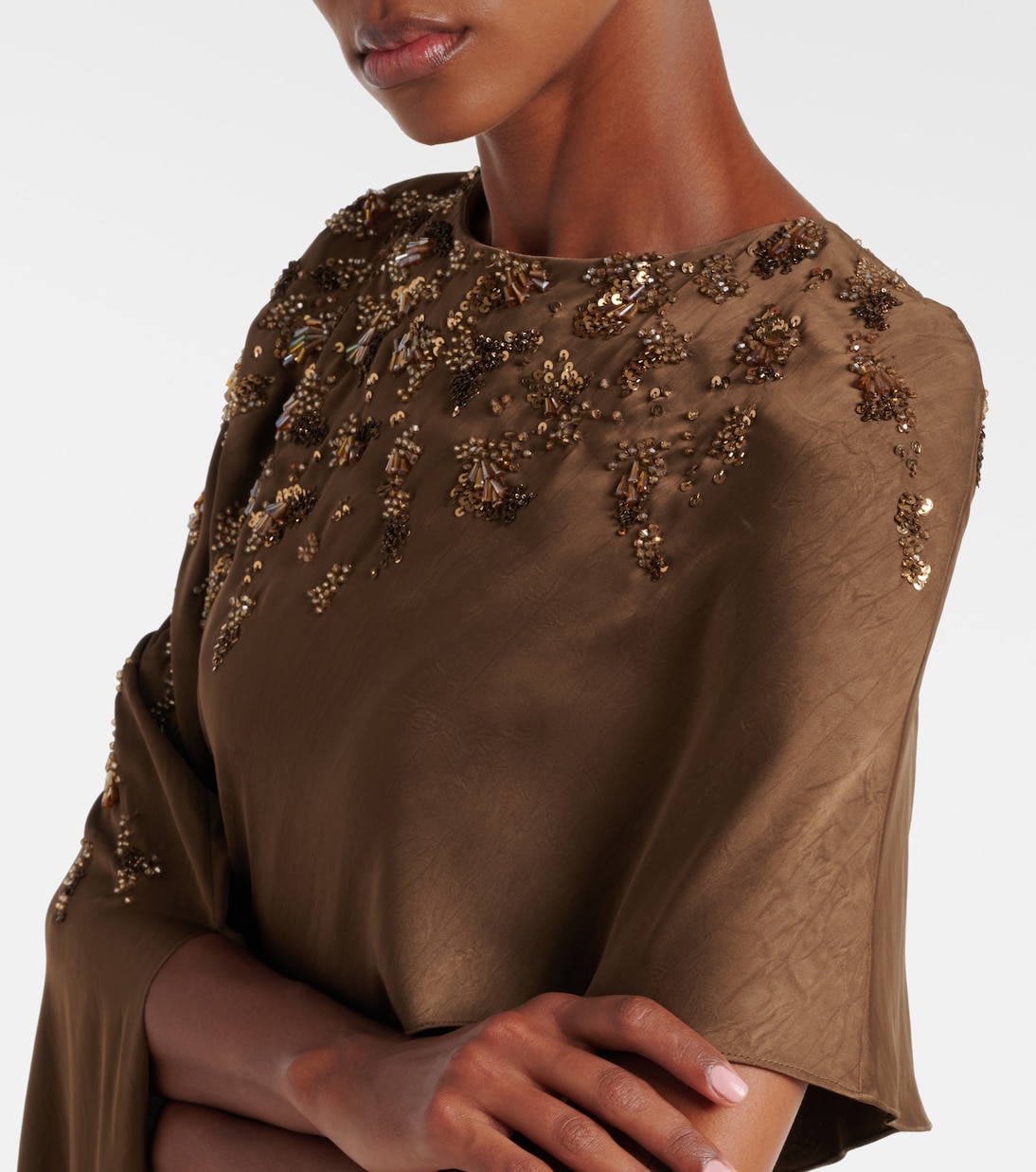 Embellished caped draped gown | Marmar Halim