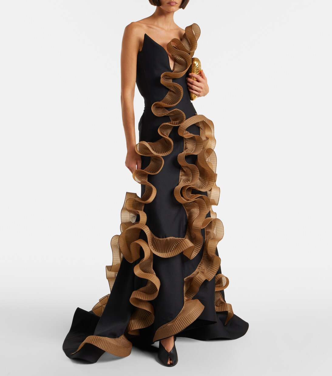 Explode ruffled wool and silk gown | Maticevski
