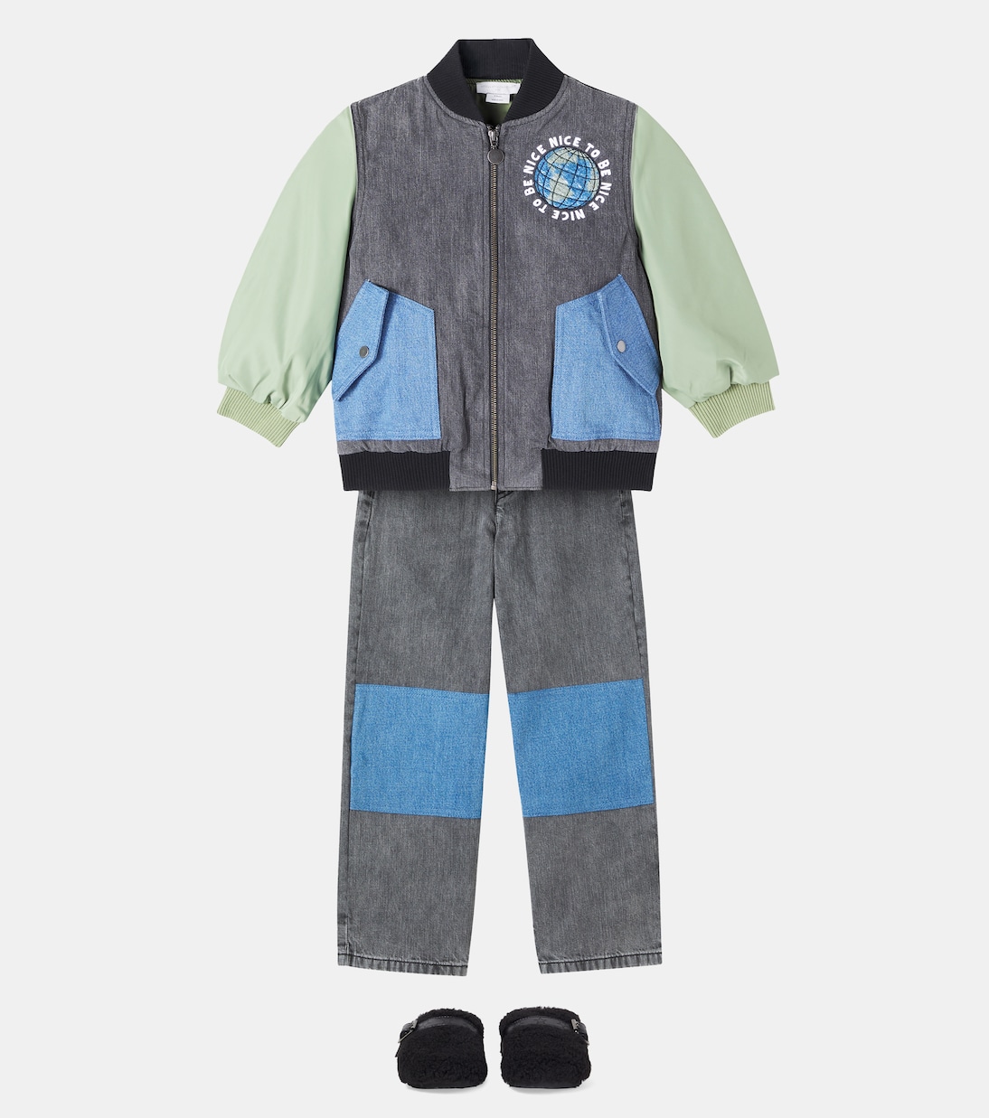 Paneled denim bomber jacket | Stella McCartney Kids