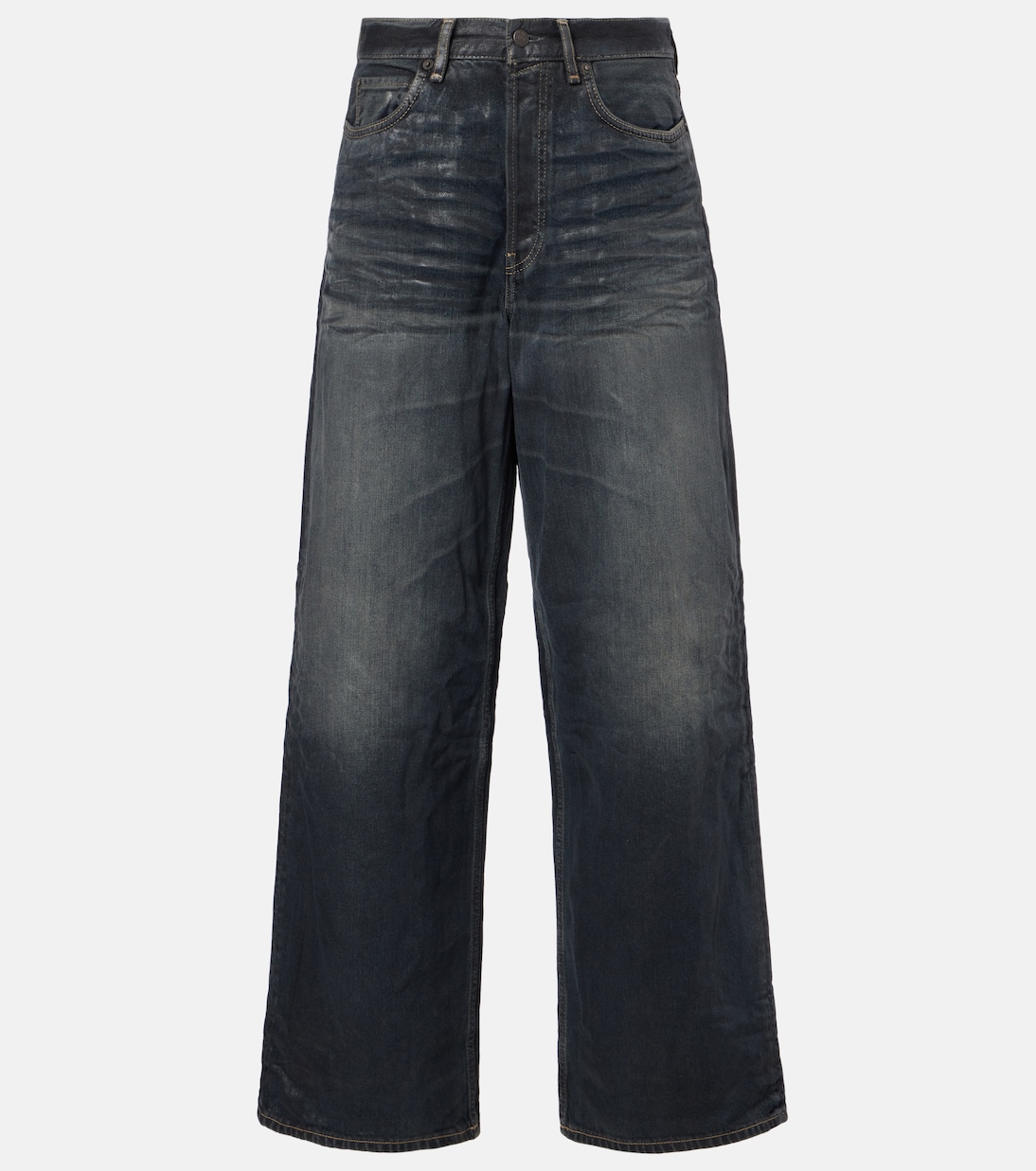 Glossy mid-rise wide-leg jeans | Acne Studios