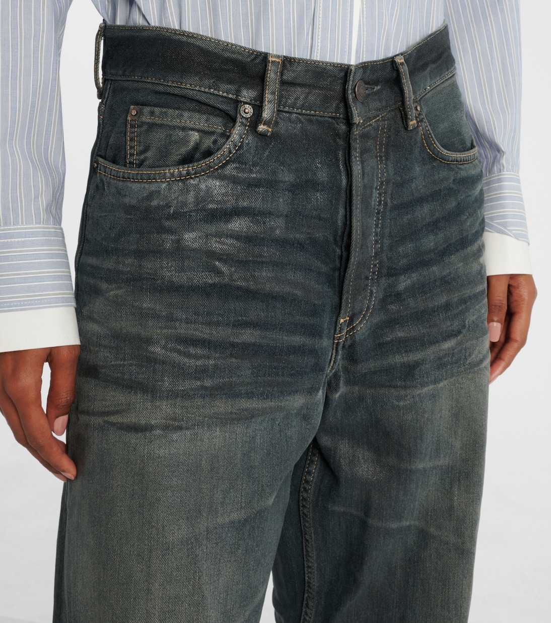 Glossy mid-rise wide-leg jeans | Acne Studios