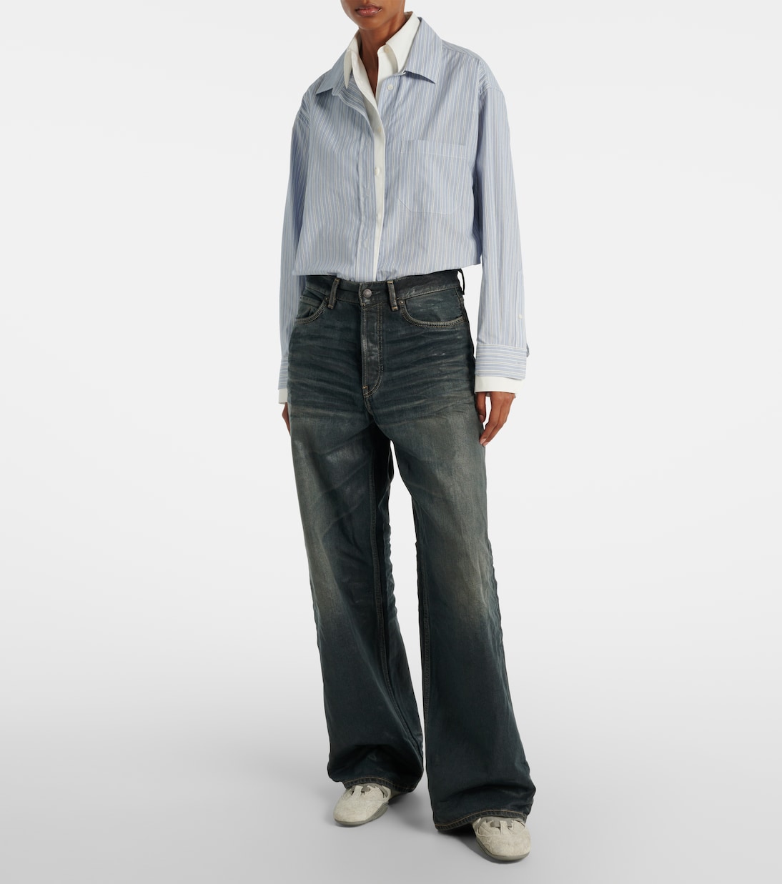 Glossy mid-rise wide-leg jeans | Acne Studios