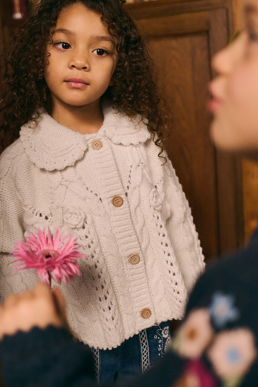 Khellana cable-knit floral cardigan | Louise Misha