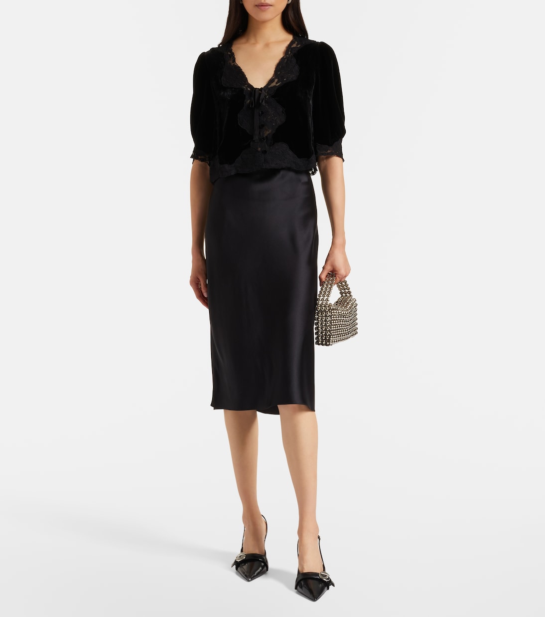 Top Ursula aus Samt mit Spitze  | Rixo