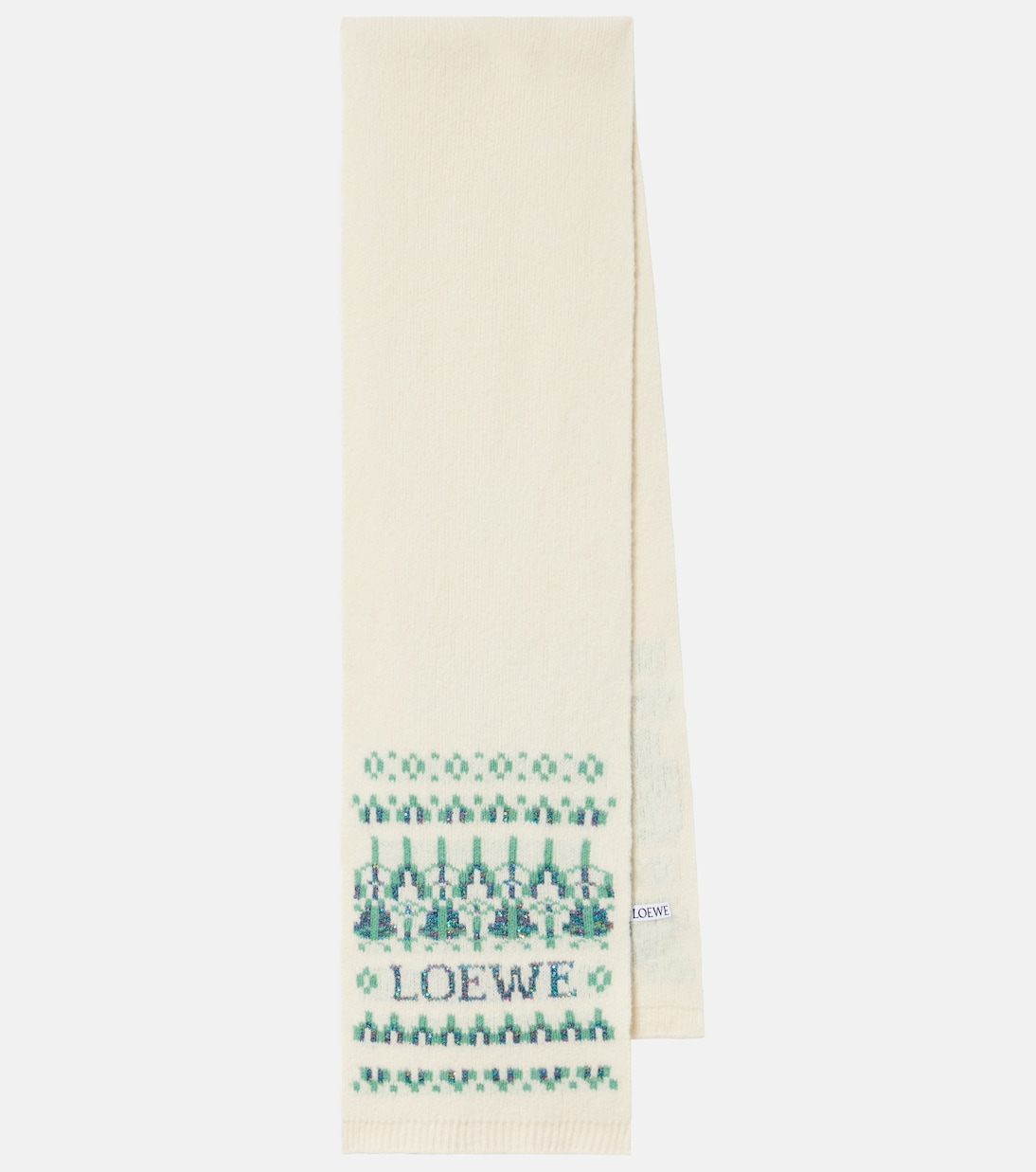 Logo sequined wool-blend jacquard scarf | Loewe