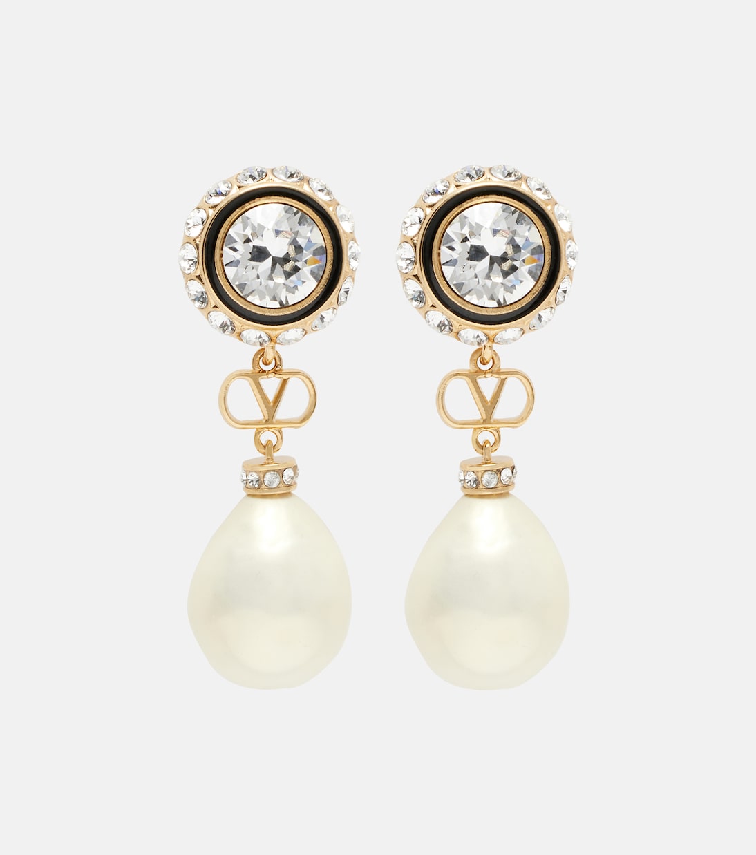 Ohrringe VLogo mit Kristallen und Zierperlen | Valentino