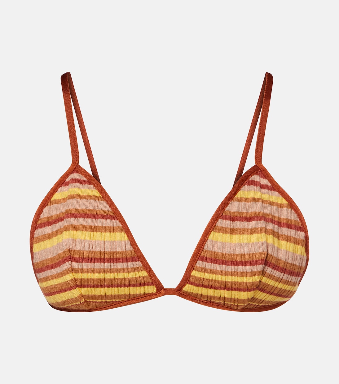 Ann ribbed-knit striped bikini top | Bananhot