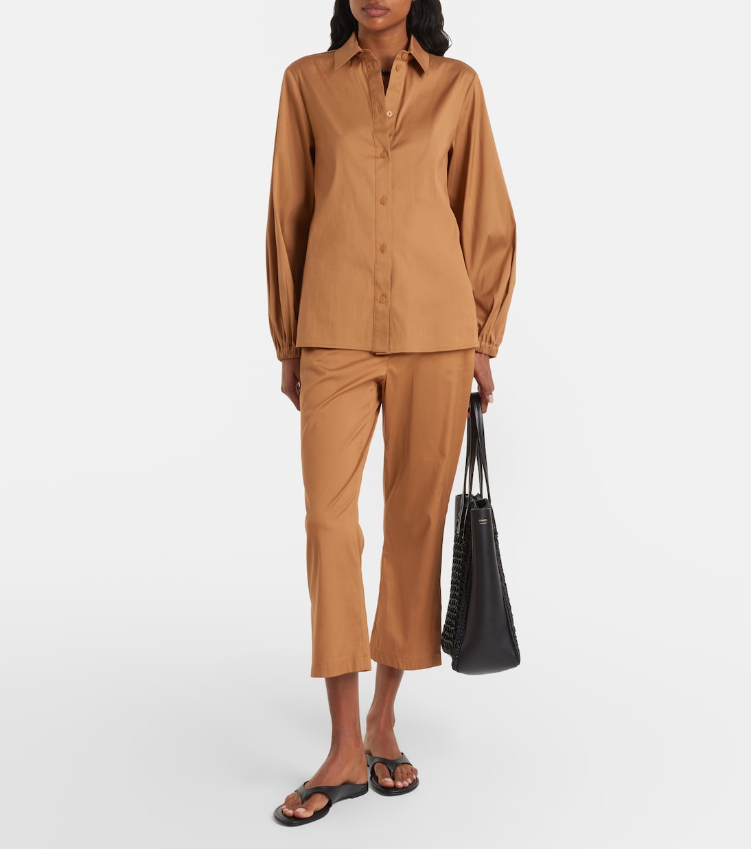 Curve cotton-blend cropped straight pants | Max Mara