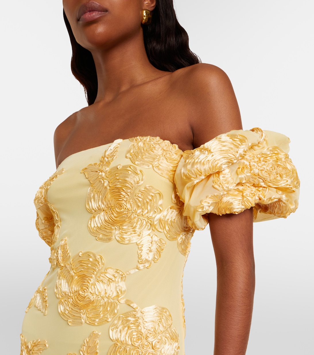 Floral-appliqué off-shoulder maxi dress | Rotate