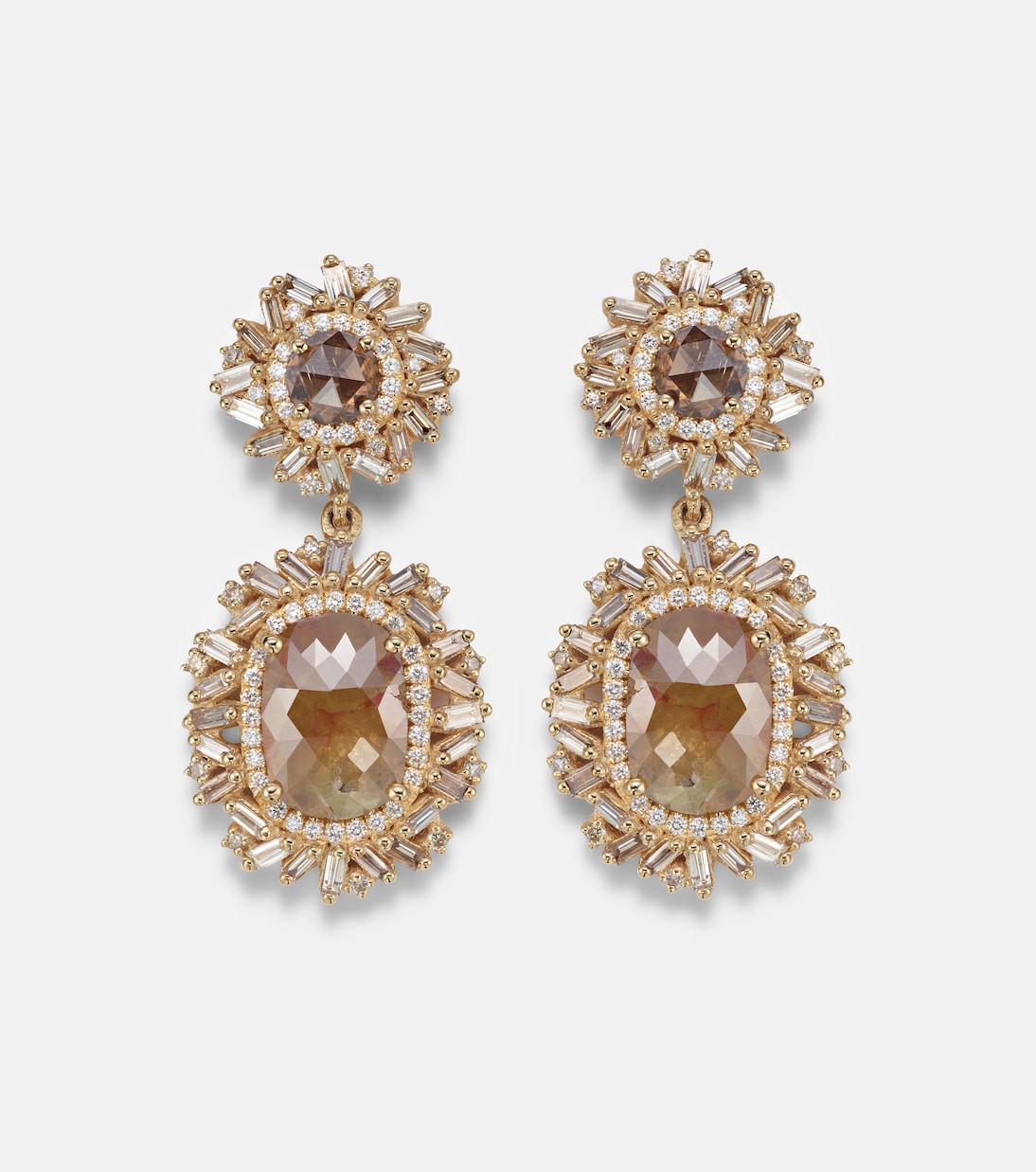 Orecchini pendenti Doublet in oro 18kt con diamanti | Suzanne Kalan