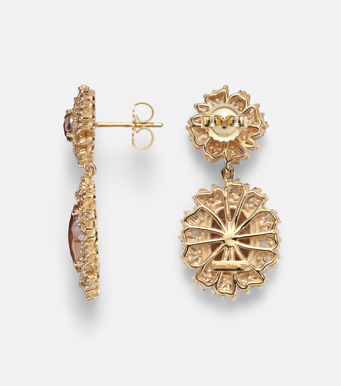 Orecchini pendenti Doublet in oro 18kt con diamanti | Suzanne Kalan